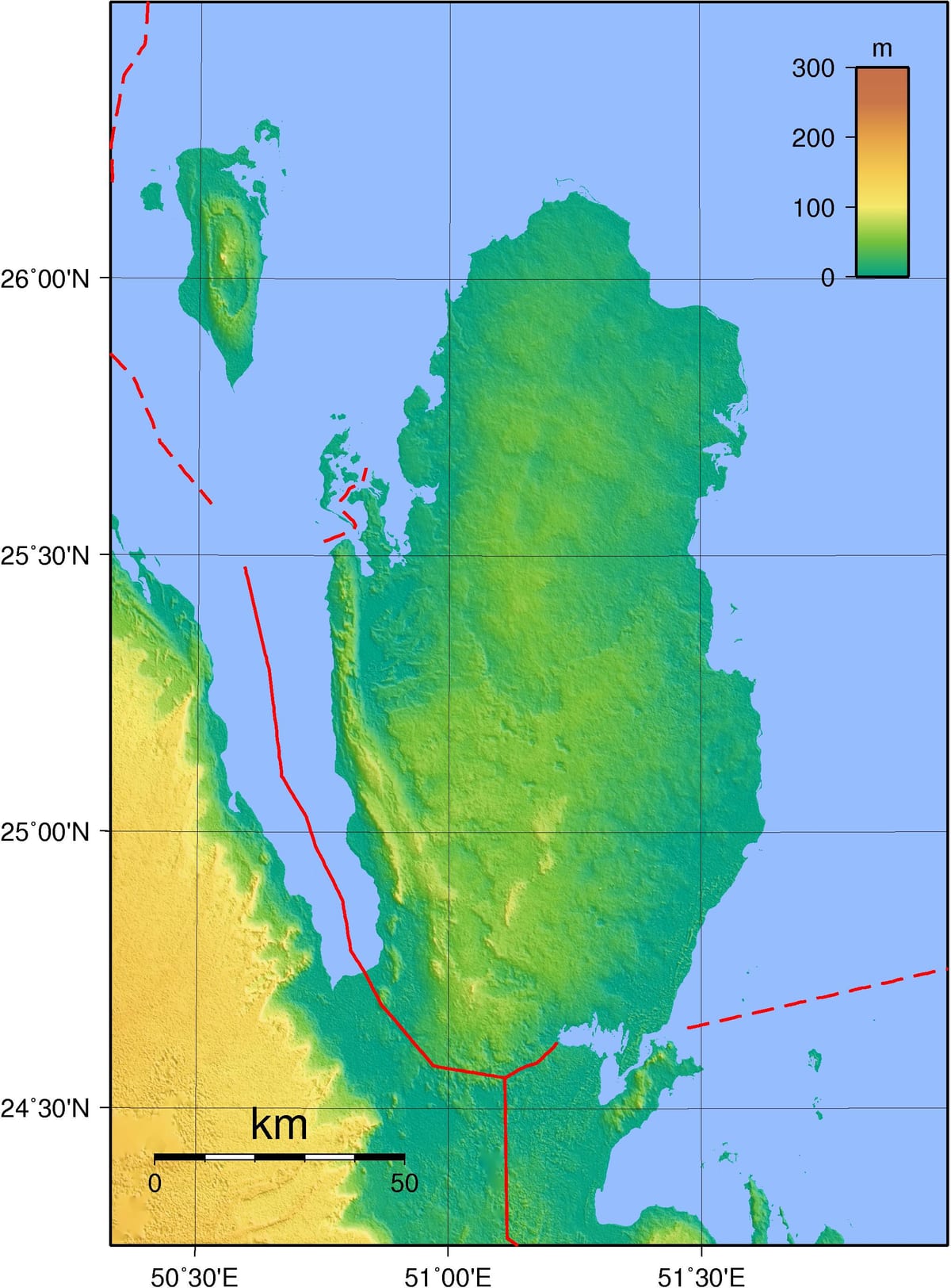 Bản đồ của qatar địa lý