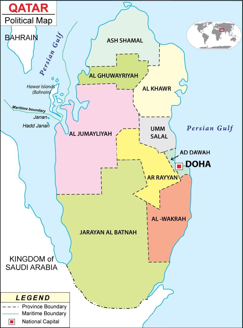 bản đồ của qatar khu vực