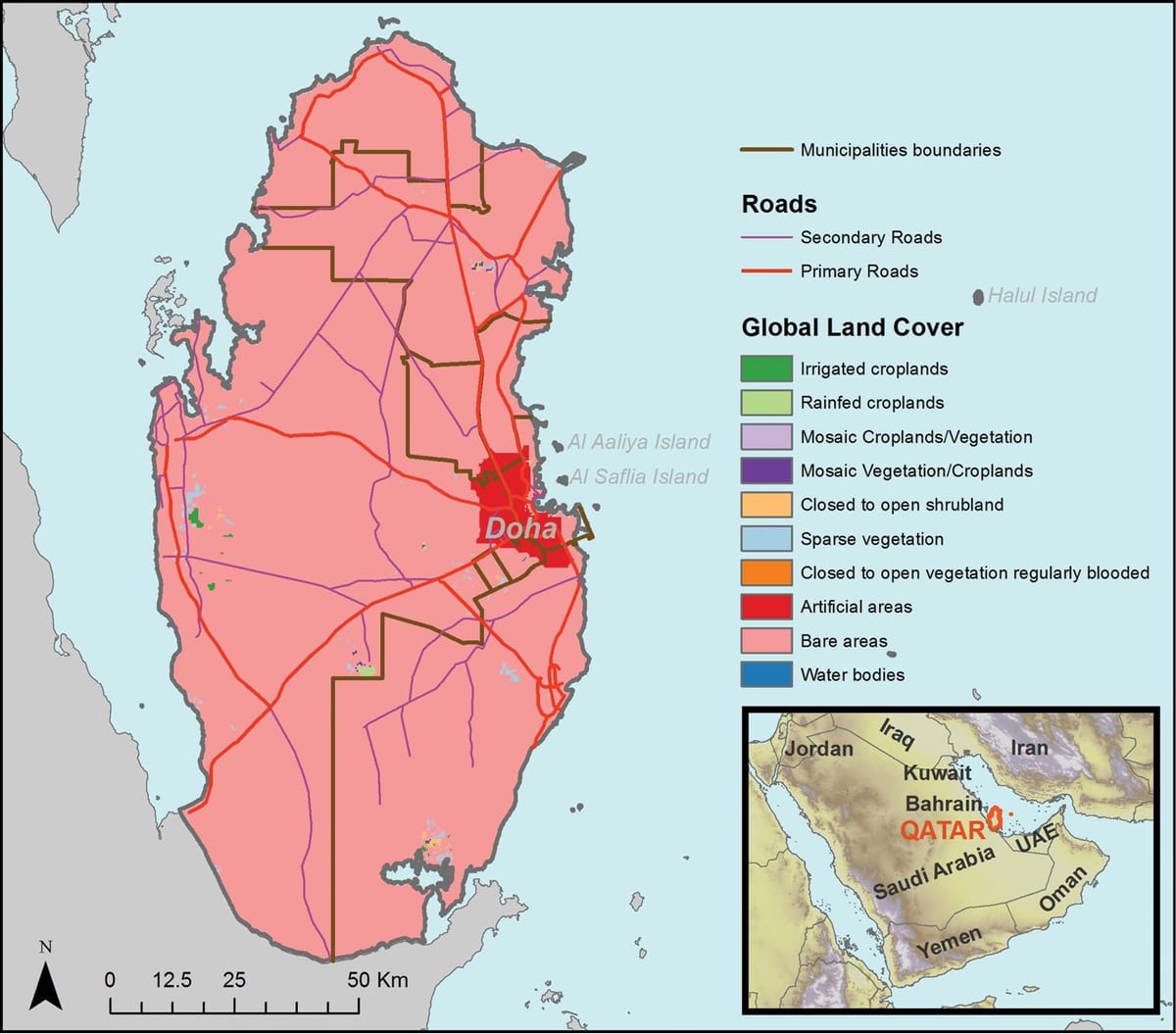 Bản đồ của qatar khí hậu