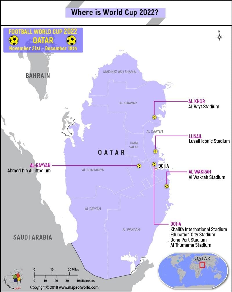 Bản đồ của qatar vận động world cup