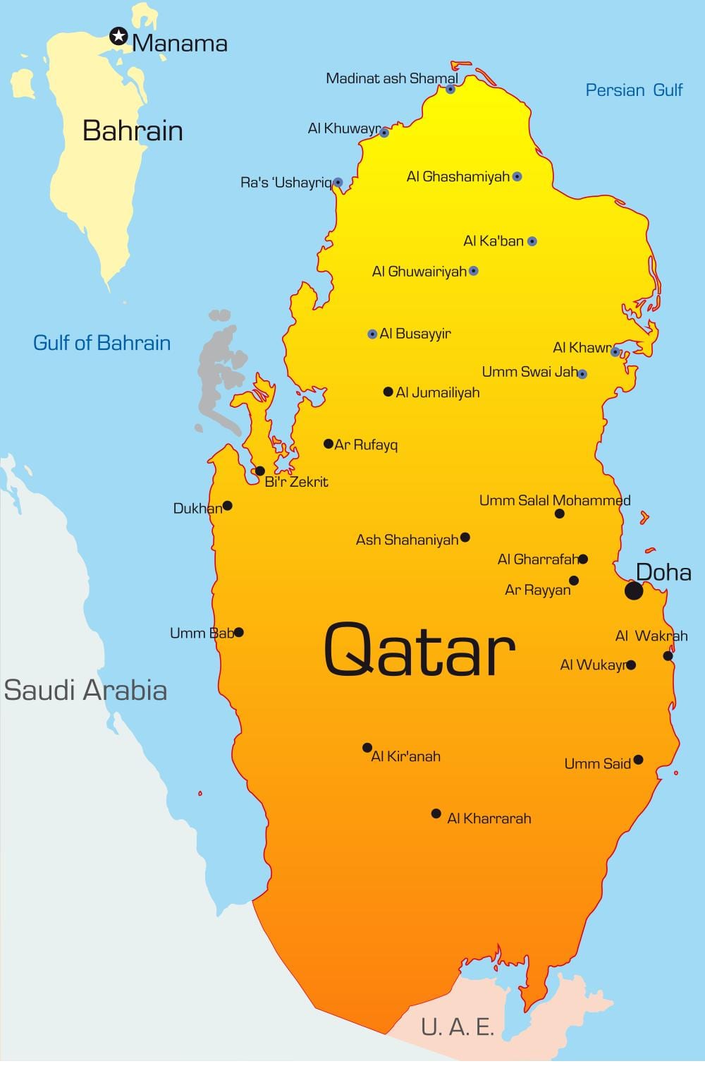 Bản đồ của thủ đô của qatar 