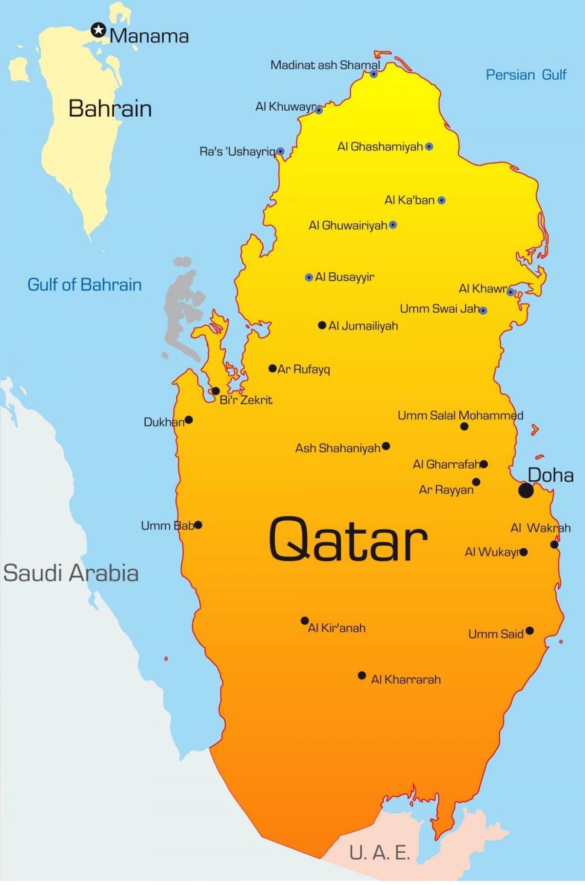 Bản đồ của thủ đô của qatar 