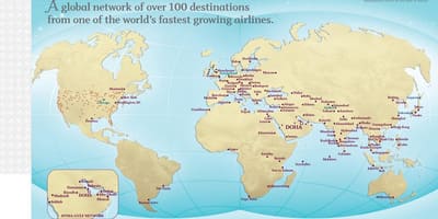 Qatar đường bay bản đồ