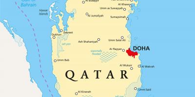 Qatar bản đồ với thành phố